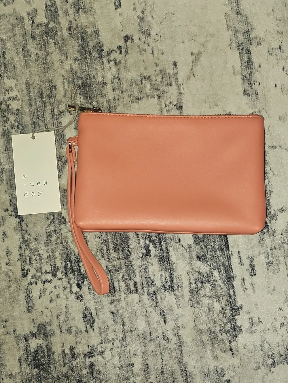 🟢 a new day Coral Faux-Leather Wristlet Clutch
